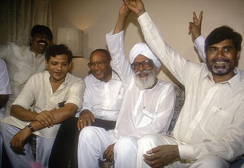 N Chandrababu Naidu, Chief Minister of Andhra Pradesh with Harkishan Singh Surjit, Sitaram Yechury 